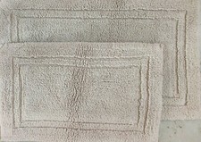Tufted Bath Shower Door Rug Set of 2 24 x 40 N 20 x 32 inch Large Beige Cotton