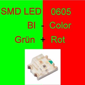 1/10/20 Stück SMD LED 0605 Bi-Color Kaltweiß/Rot Duo LED Bicolor C3249 