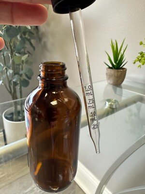 4oz [120ml] AMBER Boston Round Glass Bottles Dropper Graduated Marks 1/2/6/12/24
