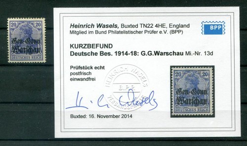 Poland 13d Color MNH Unstamped BPP Befund (H3591