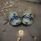 Royal Delft  Pair Of Ceramic Shoes Clogs Blue Floral Decor