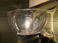Antique Victorian Blown Glass FlInt Gas Shade 4” Fitter 1800s Swirl Crystal