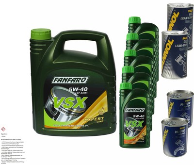 9L Motoröl FANFARO VSX 5W-40 2x MANNOL Leak-Stop ADDITIV+Motor Doctor