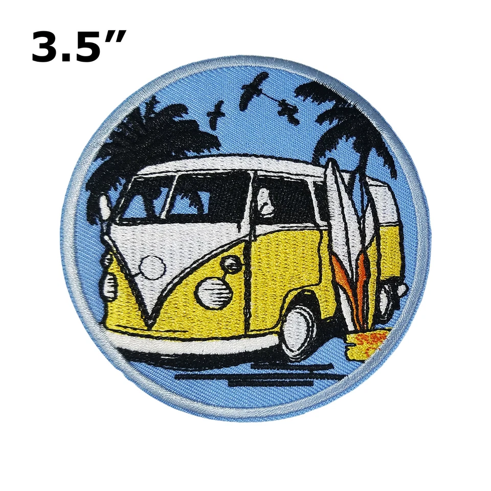 Surf Van 70s hippie retro boho weed love applique iron-on embroidered patch new - Image 2 of 4