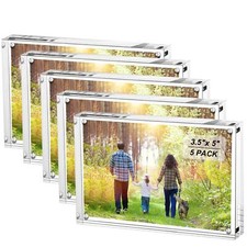 3.5x5 Inches Acrylic Picture Frames - 5 Pack, Clear Frameless 3.5x5 Photo Fra...
