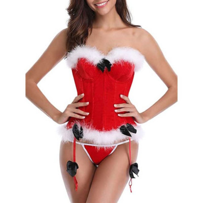 Canis Christmas Lingerie Corset Tops with Garters for Women's Cosplay Costume! M