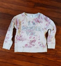 Crewcuts Girls Dye Splatter Sweatshirt Size 12 Silver Sparkly Letters EUC