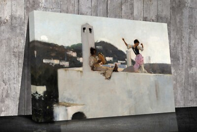 John Singer Capri Girl on a Rooftop Leinwanddruck Wandbild gerahmt oder nur Druck 