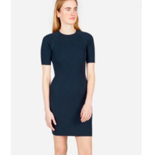 Everlane Size M Knit Ribbed Bodycon Dress Short Sleeve Navy Blue