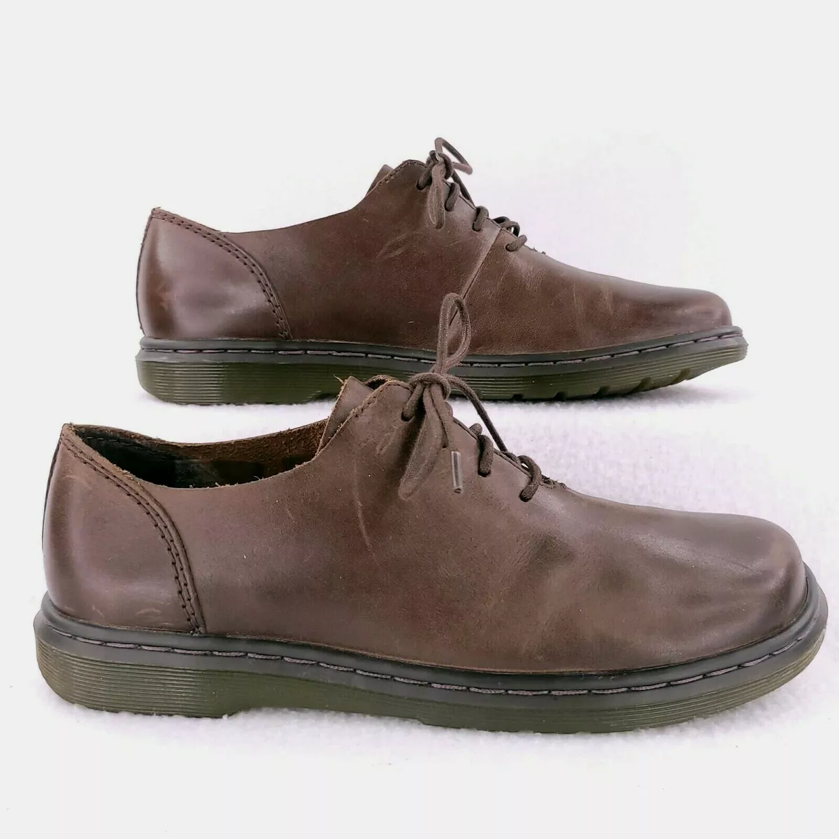 Dr Martens Womens 7 Lorrie III Brown Leather Oxford Faux Fur Lined Air Sole EUC