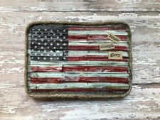 Handmade Mixed Media Americana Picture Tiered Tray Decor Shelf Decor Flag