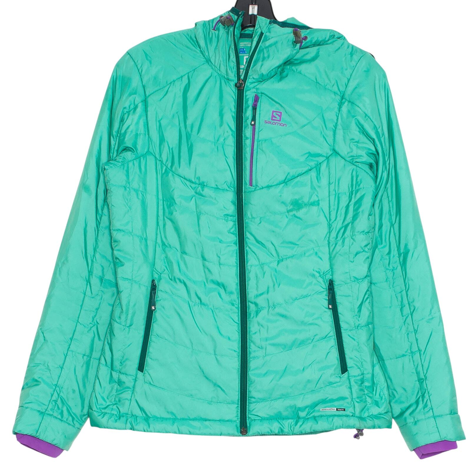 Salomon Giacca Puffer con Cappuccio Full Zip Outdoor Anni 90 Streetwear Turchese Small