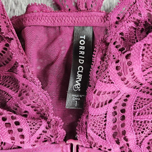 Torrid Curve Bra Womens 1X Purple Scroll Lace Bralette Wire Free Unlined - Imagen 8 de 12