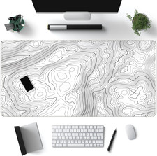 Black Topographic Desk Mat 31.5 X 15.7 in Extended Gaming Mouse Pad