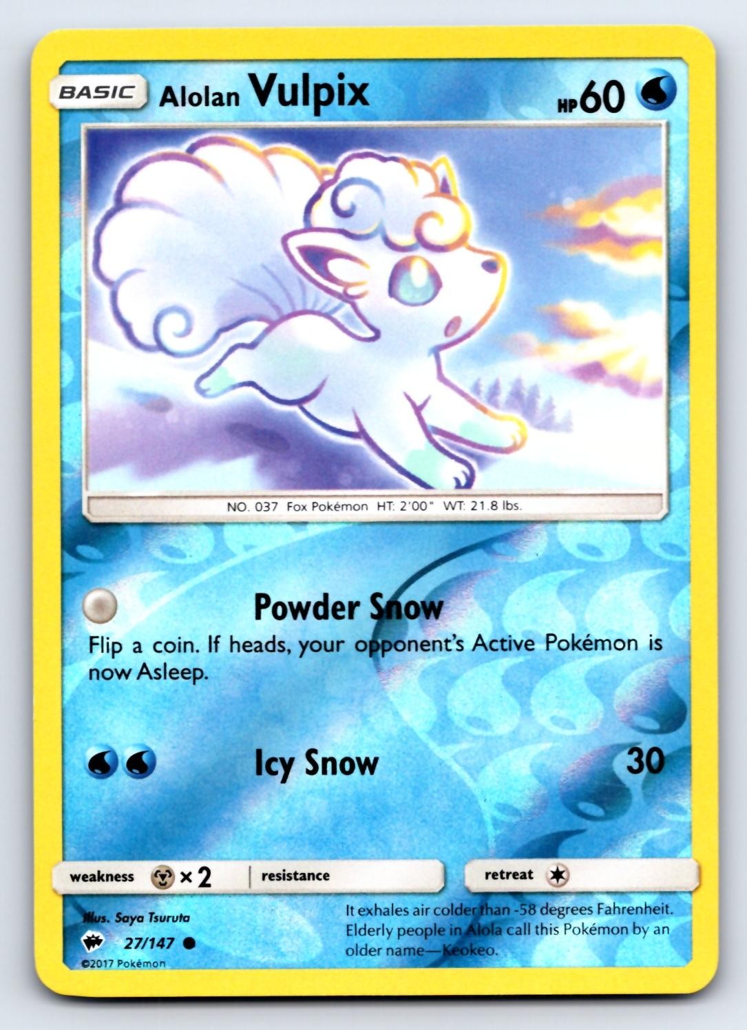 Alolan Vulpix 27/147 Common Burning Shadows Pokemon Reverse Holo NM/M