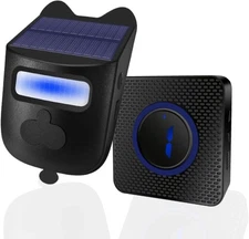 Solar Driveway Alarm, Wireless 600ft Range Motion Sensor Alarm Black