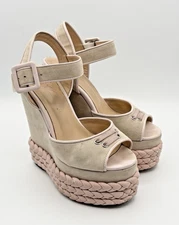 Giuseppe Zanotti Pink & Gray Platform Wedge Heels w/ Braided Accent Sz EU 37 7