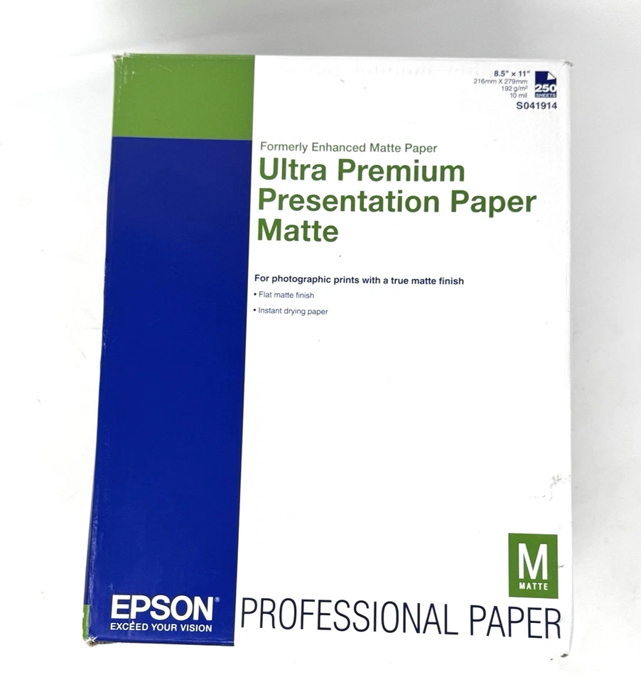 Papel de presentación Epson Ultra Premium mate 8,5 x 11" 250 pk nuevo con esquina doblada Foto 2 de 4
