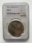 1921 Morgan Silver Dollar NGC MS62 - Beautiful graded Silver Dollar   INV# SS010