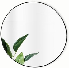 Large, Round Black Metal Rimmed, Wall Mirror. Perfect for bedroom, living room 