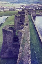 1970s Agfachrome Slide Caerphilly Castle Wales Town Landscape View