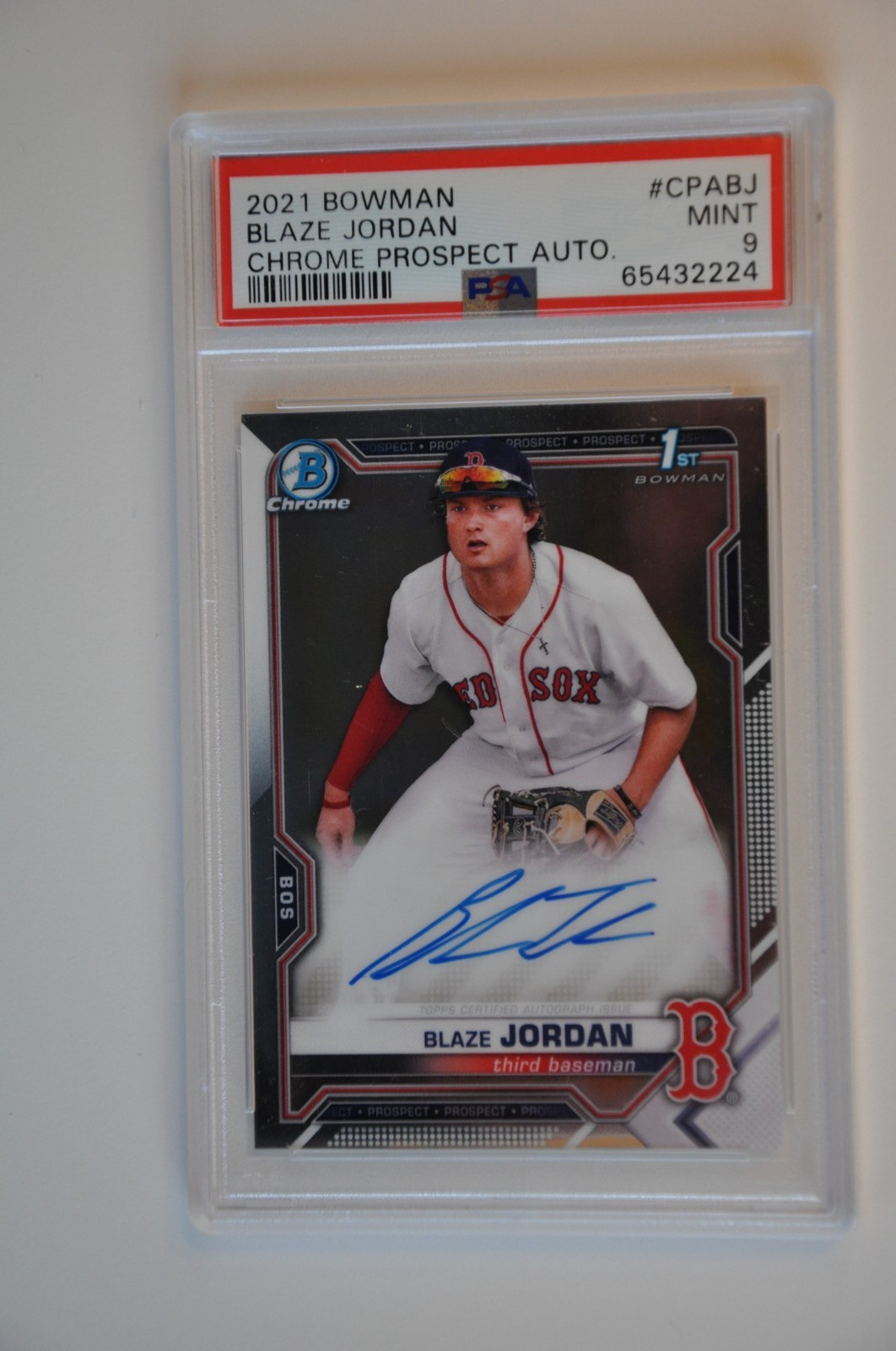 2021 Bowman 1st Chrome Blaze Jordan Auto PSA 9 Cardinals