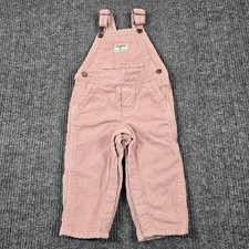 OshKosh B'gosh Overalls Girls 12M Pink Corduroy Cargo Snap Leg Vestbak Baby