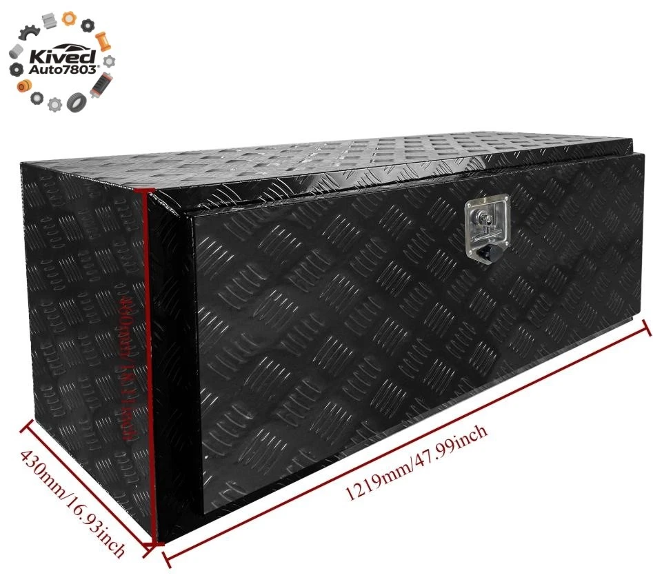 Aluminum 48" × 17" × 18" Underbody Black Tool Box Truck Trailer RV Toolbox - Image 2 of 4