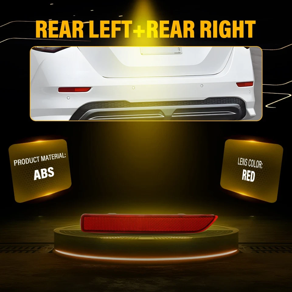 2x Reflector de parachoques trasero para Nissan Sentra Leaf Murano 26565-8990B,26560-8990B Foto 4 de 4