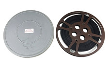 Vintage Goldberg Bros. Metal Film Reel with 16mm Film and Canister