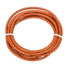 Braided Leather Cord, 4mmx2m Round Faux Leather Bolo String, Orange