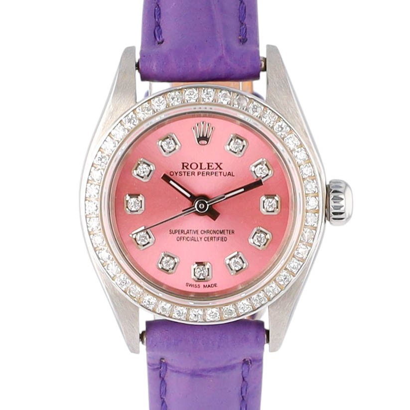 Rolex Oyster Perpetual Steel Pink Bezel