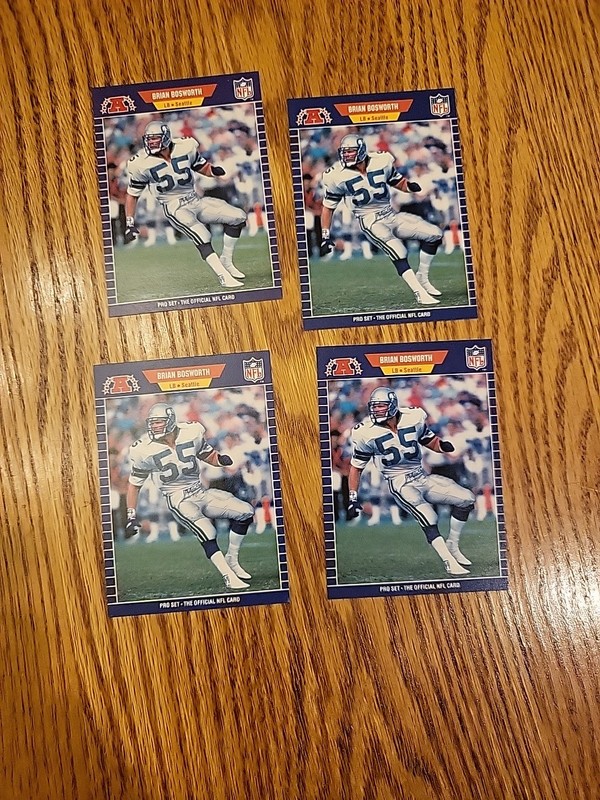 1989 ProSet #391 Brian Bosworth Lot Of (4)"Seattle"Error Cards Not"Seahawks"Mint