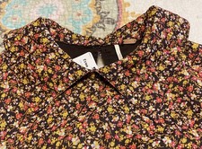 NWT Free People 2 Red Combo Cute Collar Side Zipper Short Dress 3/4 Sleeve Lined