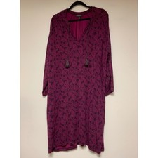 Banana Republic Shift Dress Women XL Purple Excellent Floral Paisley Tassel Boho