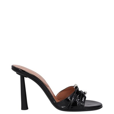 D'ACCORI Damen-Pantoletten mit Absatz schwarz Leder Stiletto offene Zehenpartie UK 8 UVP 595