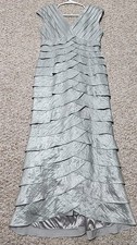 ADRIANNA PAPELL Occasions Silver Gray Tiered Ruffle Sleeveless Dress Size 10p 