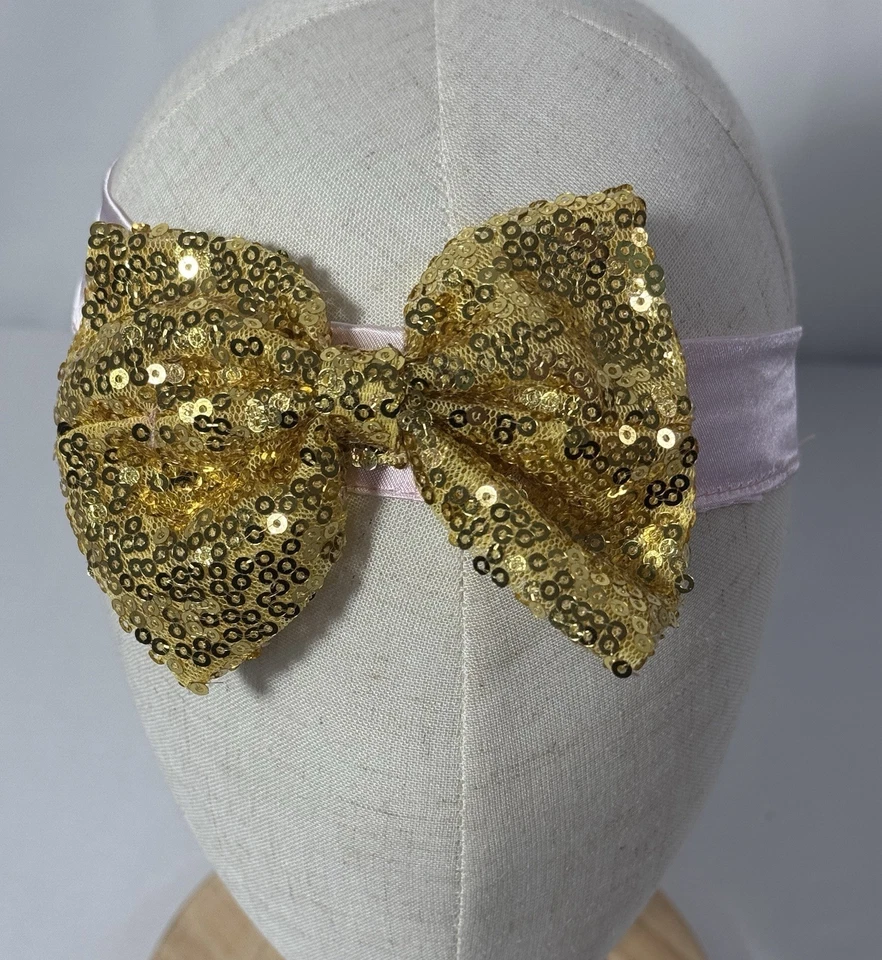 Juego de 2 diademas con moño dorado rosa para bebé niñas Foto 2 de 4