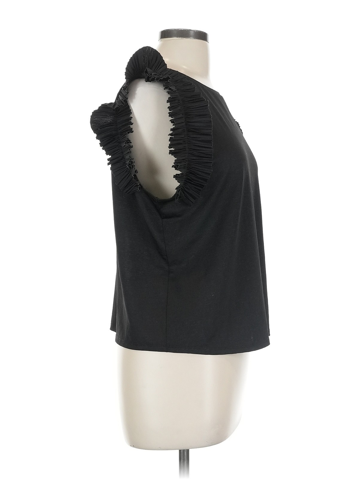 Zara Women Black Short Sleeve Top L thumbnail 3