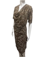 Evan Picone Size 16 Animal Print Sheath Dress Side Wrap Stretch Career Bust 46”