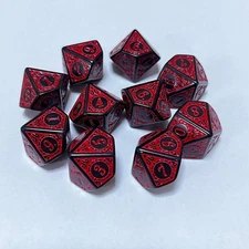 10x 10 Sided Polyhedral Acrylic Table Game Dice D10 Dices Kit For Math Dice