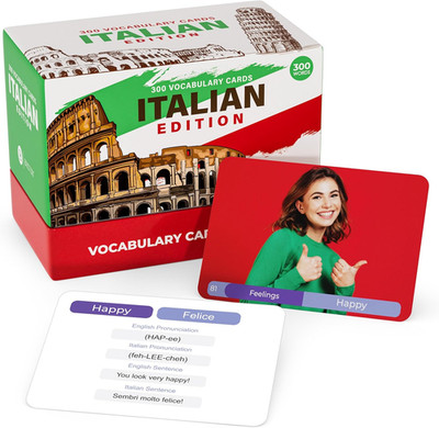 Italian Vocabulary Flash Cards   300 Words with Pictures & Pronunciation   Educa