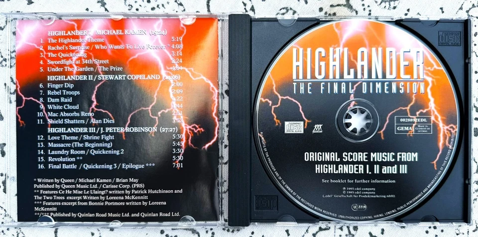 CD - HIGHLANDER - THE FINAL DIMENSION / ZUSTAND neuwertig - Bild 3 von 3