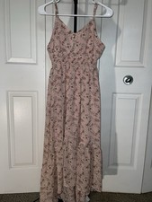 Liberty Love Women's Pink Floral V-Neck Sleeveless Maxi Dress Long Size L