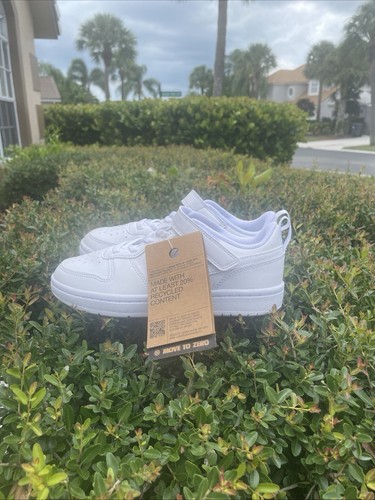 Nike Court Borough Low Recraft Boys Size 1Y Triple White Athletic Shoes Sneakers - Picture 4 of 9