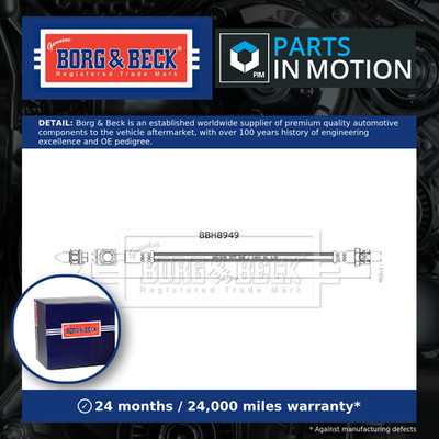 Brake Hose fits SKODA OCTAVIA Mk3 1.8 Rear 12 to 15 Hydraulic B&B 5Q0611775E New