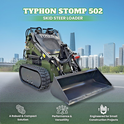 FreeShip TYPHON STOMP 502 1958lbs Mini Skid Steer Loader 22.1HP Honda Gas Engine