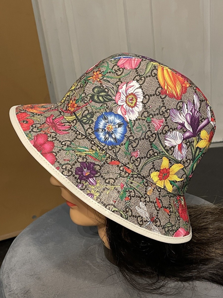 Authentic BNWT Gucci GG Supreme Monogram Flora Print Fedora  display picture 3
