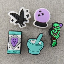 MAGIC Shoe Charms Wristbands Set of 5 Sage Raven Crystal Ball Mortar Pestle Book