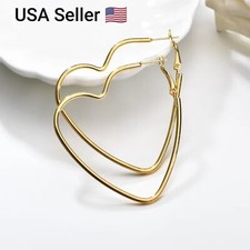 New Drop Dangle Pair Heart Shape Earrings Women Love Simple Stud Hoop Earring
